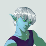 Coy looking sea-elf with silver locs