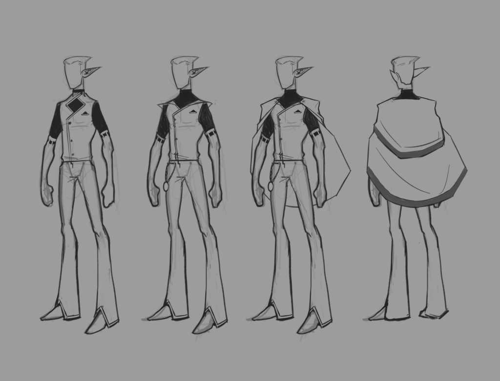 Character sheet displaying various stages of an outfit